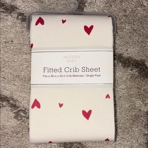 Fitted Crib Sheet - White with Red Hearts